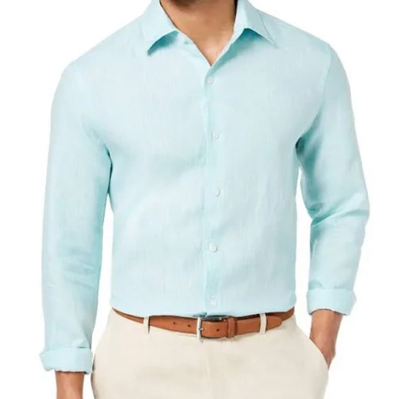 Tasso Elba Other - Tasso Elba Island Mens Cross-Dyed Linen Button Up Shirt Size Large